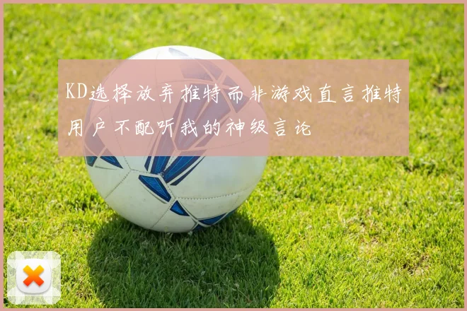 KD选择放弃推特而非游戏直言推特用户不配听我的神级言论